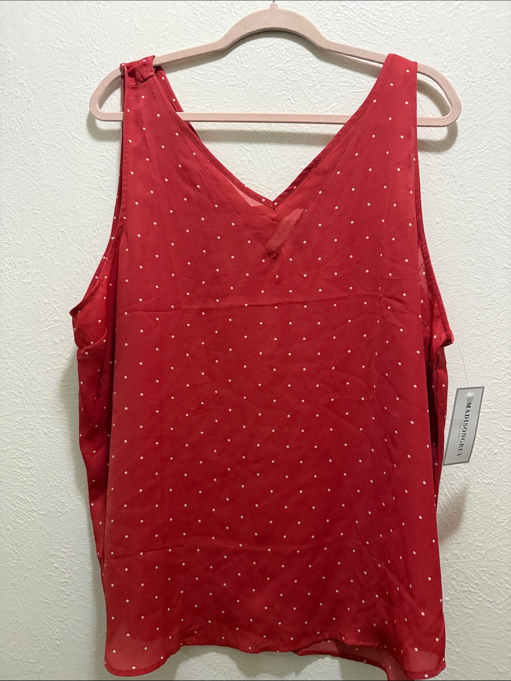 Madison Red Polka Dot V-Neck Tank Top